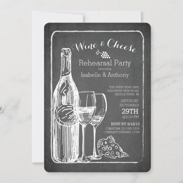 Modern Wine & Cheese Rehearsal Party Invitation (Front)