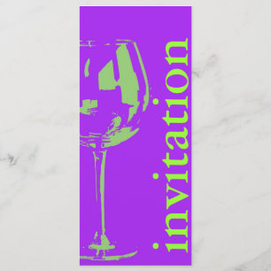 modern wine glass - winetasting bridal shower invitation