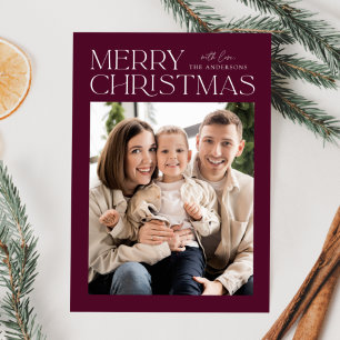 Modern Wine Merry Christmas Photo Holiday Card
