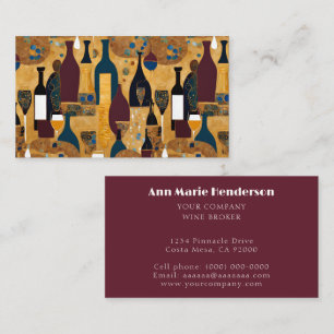 Modern Wine Pattern Gold Maroon  Business Card