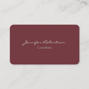 Modern Wine Red Colour Plain Unique Business Card