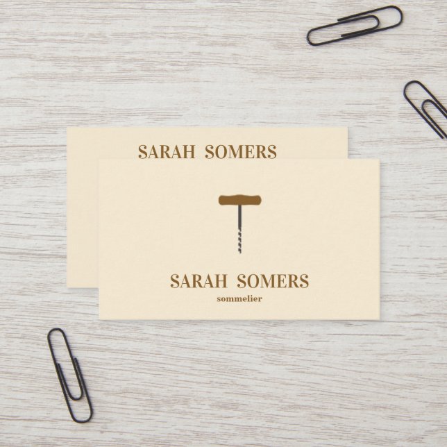 Modern Wine Stain Corkscrew Sommelier Bartender Business Card (Front/Back In Situ)
