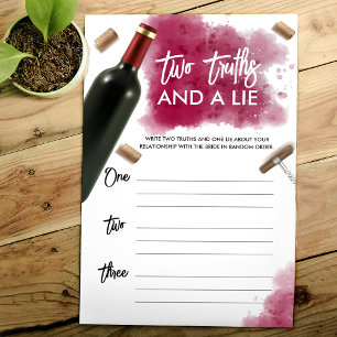 Modern Wine Two Truths and a Lie Game Paper Card