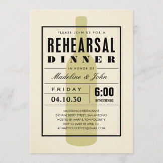 Modern Wine Wedding Rehearsal Dinner Invitations