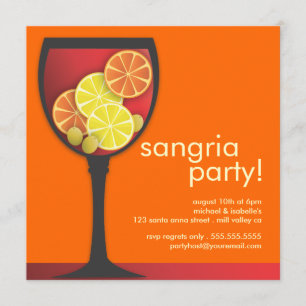 Modern Wineglass Sangria Party Invitation