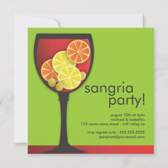 Modern Wineglass Sangria Party Invitation (Front)