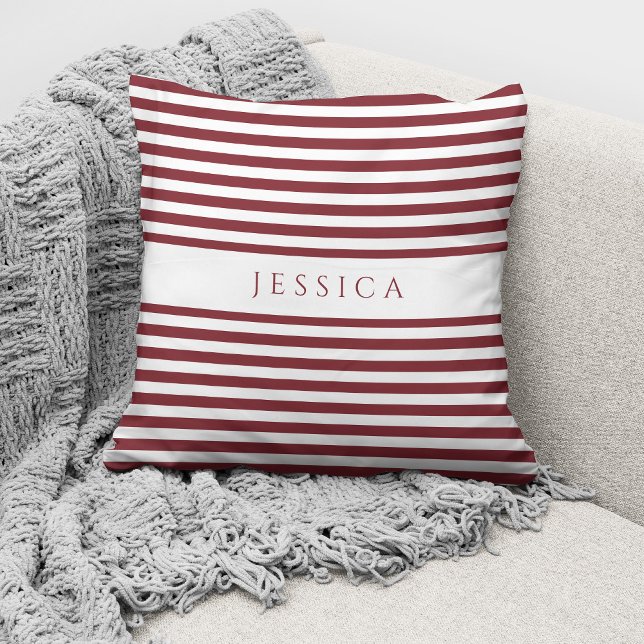Modern Winery Red Striped Pattern Name  Cushion (Creator Uploaded)
