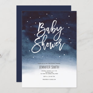 Modern, Winter, Baby Boy, Baby Shower Invitation