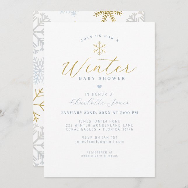 Modern Winter Baby Shower Invitation (Front/Back)