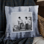 Modern Winter Blue Trees & Photo  Throw Pillow<br><div class="desc">Modern Winter Blue Trees & Photo Pillows make for thoughtful and practical gifts, offering comfort and relaxation to the recipient. Here's a description of pillows as a gift: Give the gift of ultimate comfort and relaxation with these luxurious pillows. Crafted with the finest materials, these pillows are designed to provide...</div>
