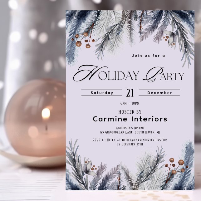 Modern Winter Botanicals Corporate Holiday Party Invitation (Creator Uploaded)