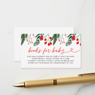 Modern Winter Christmas Baby Shower Books for Baby Enclosure Card