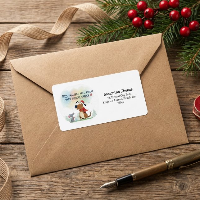 Modern winter  christmas cute dog return address  label (Creator Uploaded)