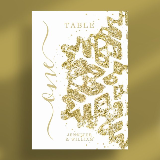 Modern Winter Christmas Holiday Wedding Gold Table Number (Modern Winter Christmas Holiday Wedding Gold Table Number)
