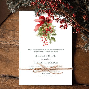 Modern Winter Christmas Wedding  Invitation
