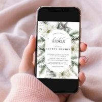 Modern Winter Evergreen Floral Bridal Shower