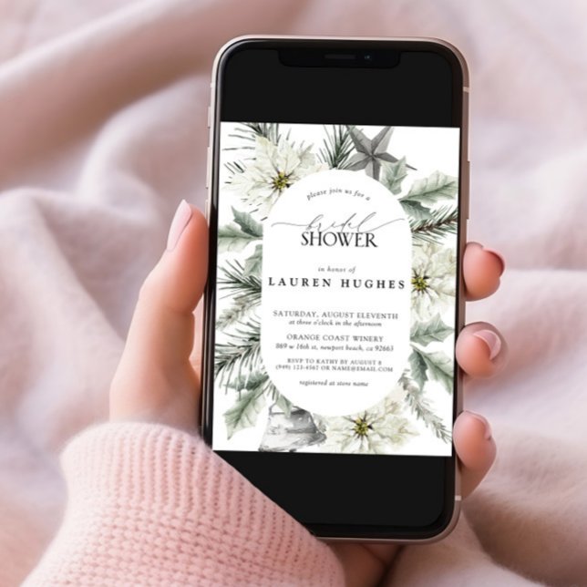 Modern Winter Evergreen Floral Bridal Shower Invitation (Creator Uploaded)