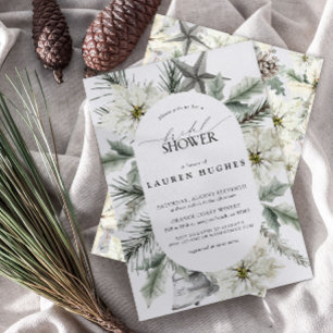 Modern Winter Evergreen Floral Bridal Shower Invitation