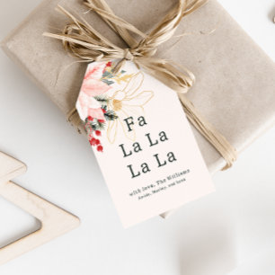 Modern Winter Floral Fa La La La La Family Gift Tags