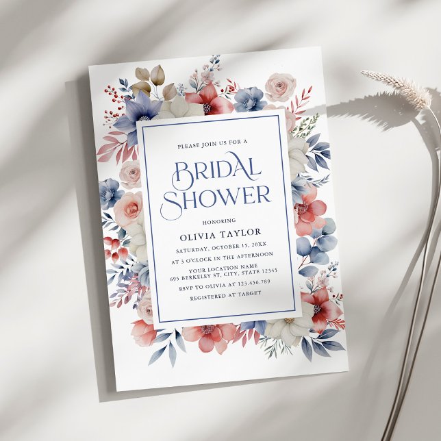 Modern Winter Floral Watercolor Bridal Shower Invitation (Creator Uploaded)