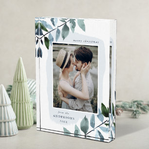 Modern Winter Foliage Holiday Photo Block