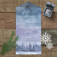 Modern Winter Forest Blue Watercolor No Dinner