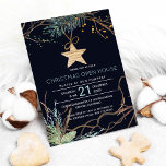 Modern winter forest branches Christmas open house Invitation<br><div class="desc">Elegant winter nature dried branches and pine tree bough watercolor winter forest elements with a wooden star in fern green, brown and dark midnight blue Christmas corporate open house invitation template. Fill in your information in the spots, You can choose to customize it further changing fonts and colors of lettering....</div>