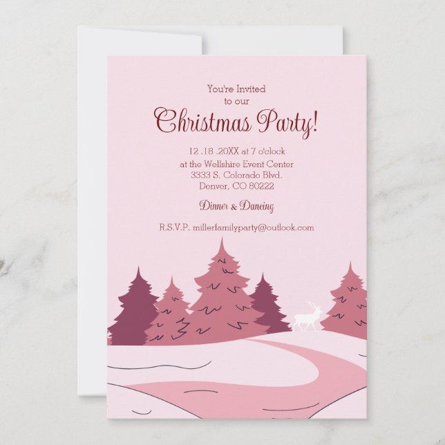 Modern Winter Forest Christmas Party Invitation (Front)