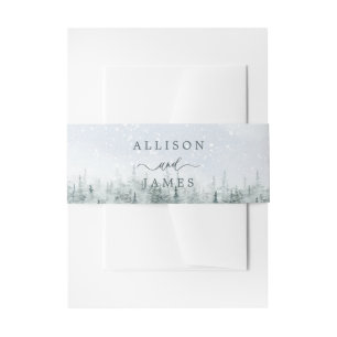 Modern Winter Forest Wedding Belly Band Invitation Belly Band