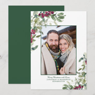 Modern Winter Greenery Christmas Holiday Photo Card