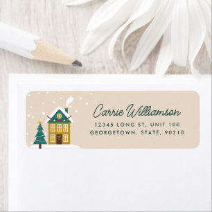 Modern Winter Holiday House Return Address Label