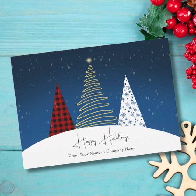 Modern Winter Holiday Trees Business Holiday Card (Creator Uploaded)