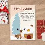 Modern Winter Moose Scandi Japandi Christmas Holiday Card<br><div class="desc">This beautiful modern style Christmas card features a Japandi design blending Scandi and Japanese styles seamlessly. The colour scheme of the card is white, beige, red, light blue and black. The design features a simple, cute woodland scene of a tree, house and moose. The greeting on the card reads "From...</div>