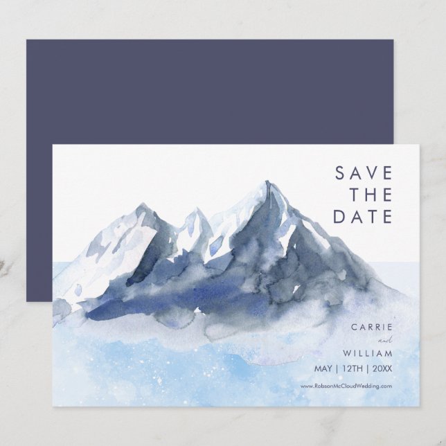 Modern Winter Mountain Pattern Wedding Save The Date (Front/Back)