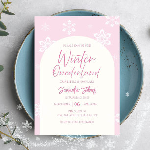 Modern Winter Our little snowflake 1st birthday Invitation