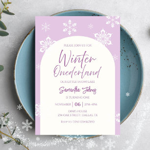 Modern Winter Our little snowflake 1st birthday Invitation