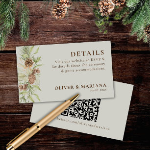 Modern Winter Pine Beige Elegant Wedding Enclosure Card