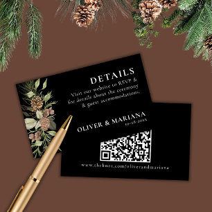 Modern Winter Pine Black and White Elegant Wedding Enclosure Card