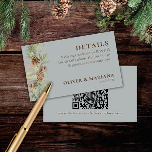 Modern Winter Pine Grey Elegant Wedding Enclosure Card