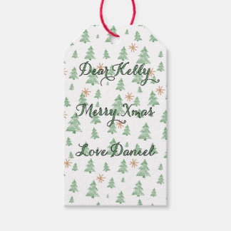 Modern Winter Pine Tree Star Gift Tags