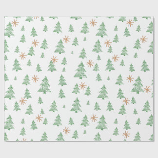 Modern Winter Pine Tree Star Wrapping Paper