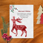 Modern Winter Red Moose Scandi Japandi Christmas Holiday Card<br><div class="desc">This beautiful modern style Christmas card features a Japandi design blending Scandi and Japanese styles seamlessly. The colour scheme of the card is white, grey, green, red and black. The design features a Scandinavian folk style moose with a bough of greenery with berries. The greeting on the card reads "From...</div>