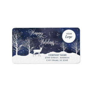 Modern Winter scene corporate logo Holiday Label