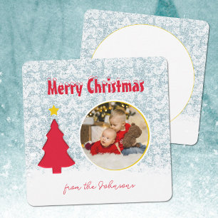Modern Winter Scene Frosty Photo Christmas Holiday Card