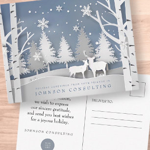 Modern Winter Scene Holiday Greetings Postcard