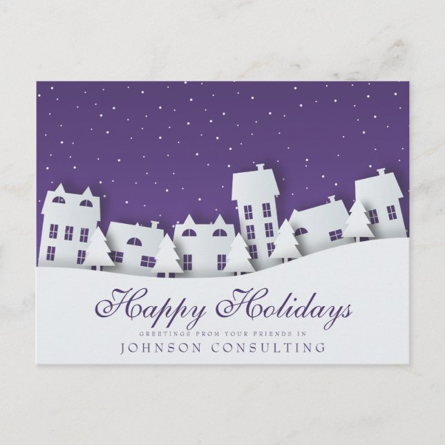 Modern Winter Scene | Holiday Greetings Postcard (Front)