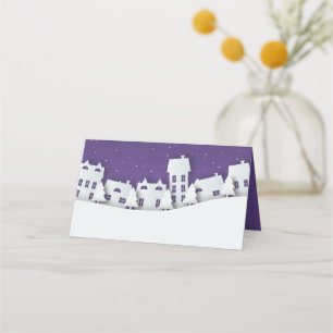 Modern Winter Scene Holiday Place Card