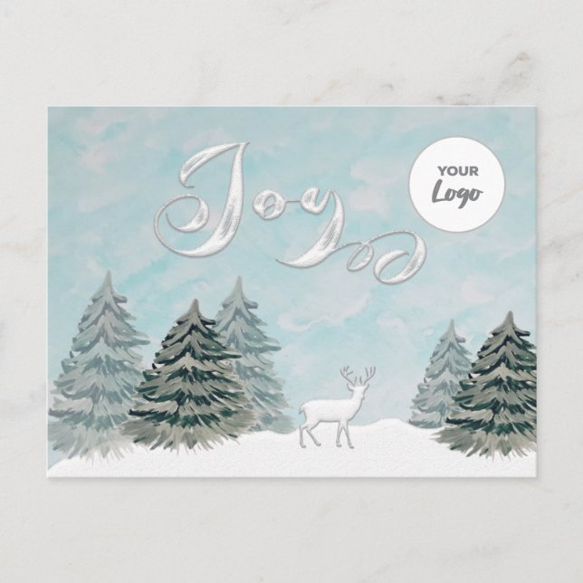 Modern Winter scene Joy corporate logo Holiday Postcard (Front)