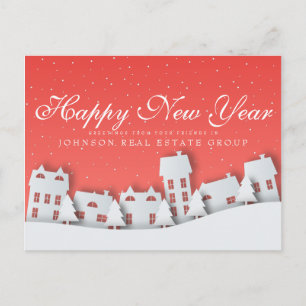 Modern Winter Scene New Year's Greetings Postcard