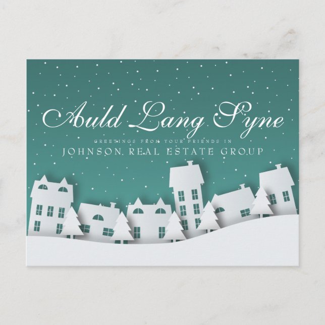 Modern Winter Scene | New Year's  Greetings Postcard (Front)